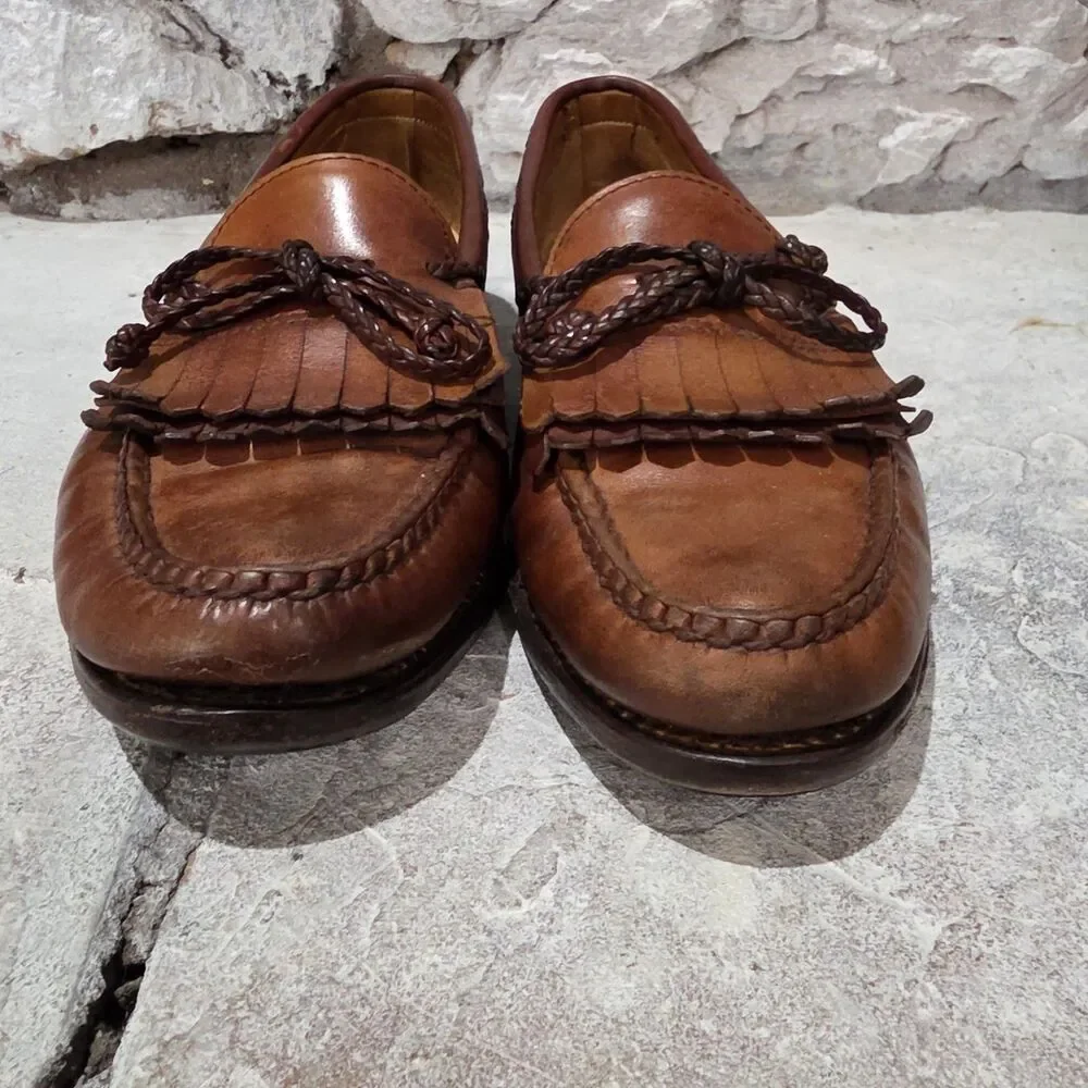 Allen Edmonds Woodstock Leather Kiltie Loafer Men 9 1/2 Brown Moccasin Old Money
